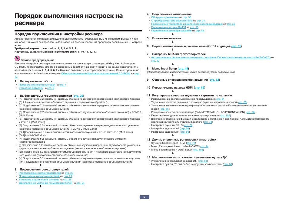 Порядок выполнения настроек на ресивере, Порядок подключения и настройки ресивера