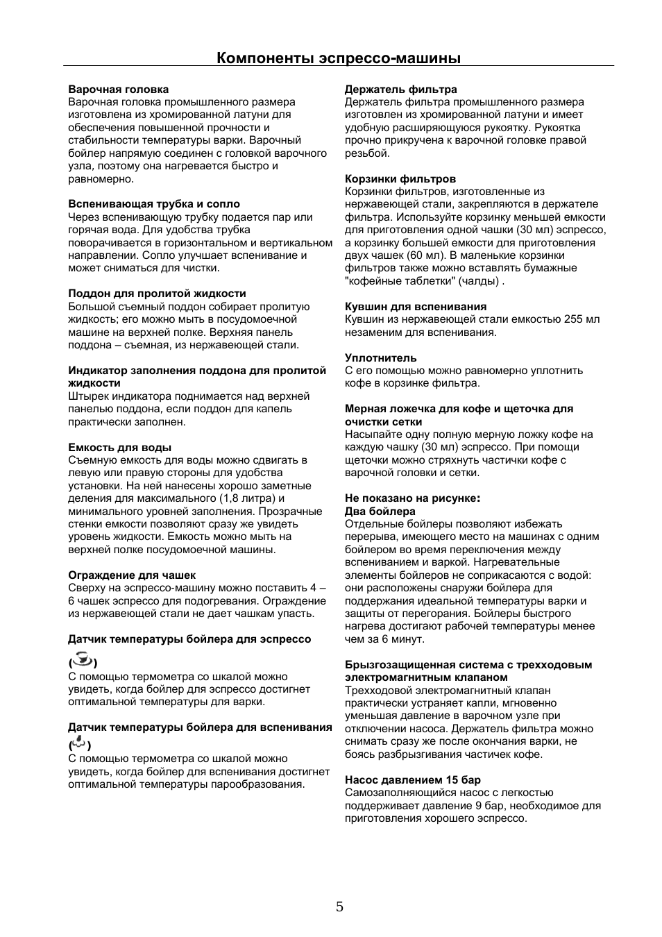 Компоненты эспрессо-машины