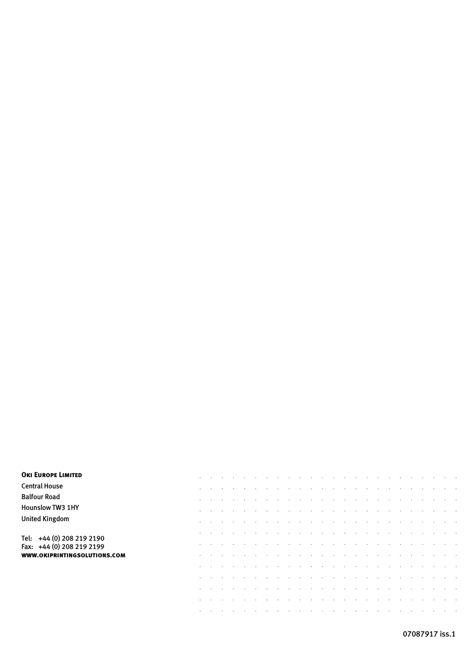 Oki Europe Limited Central House Balfour Road Hounslow TW...