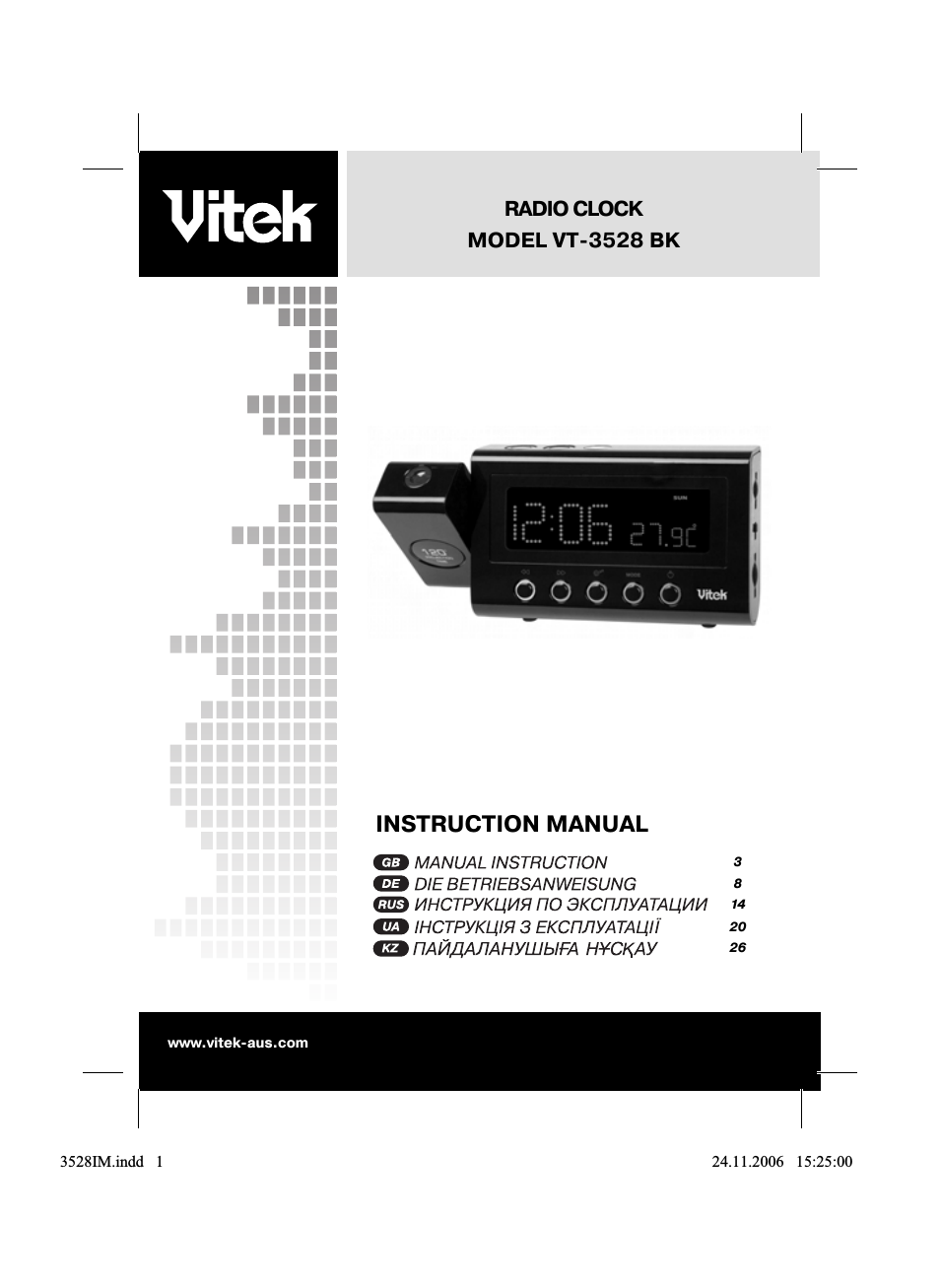 RADIO CLOCK MODEL VT...