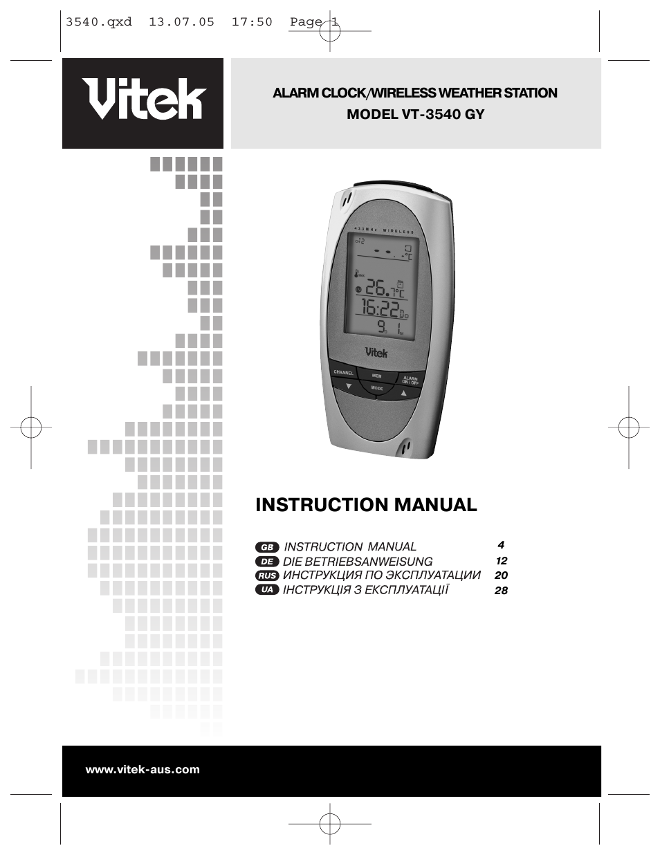 WIRELESS WEATHER STATION MODEL VT...