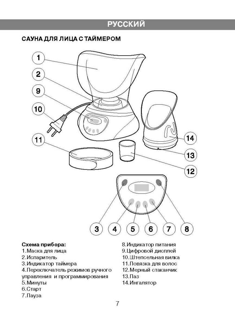 Сауна для лица с таймером, Русский