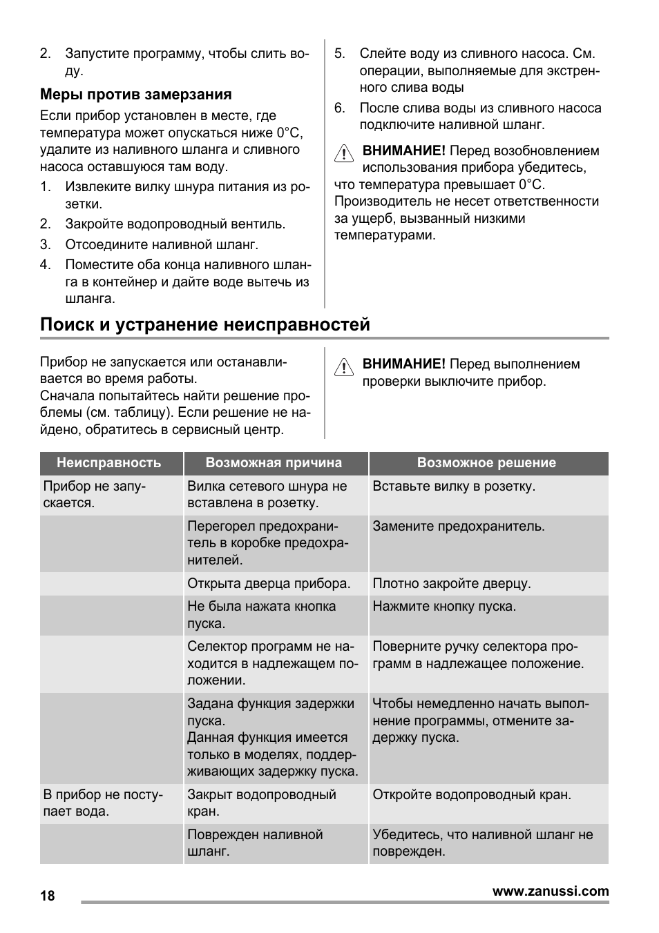 Поиск и устранение неисправностей