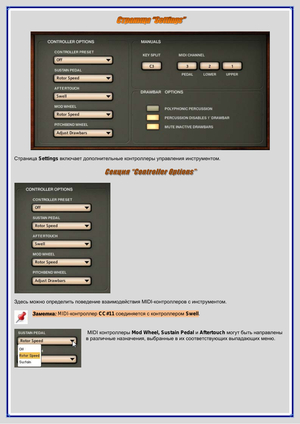 Секция “controller options