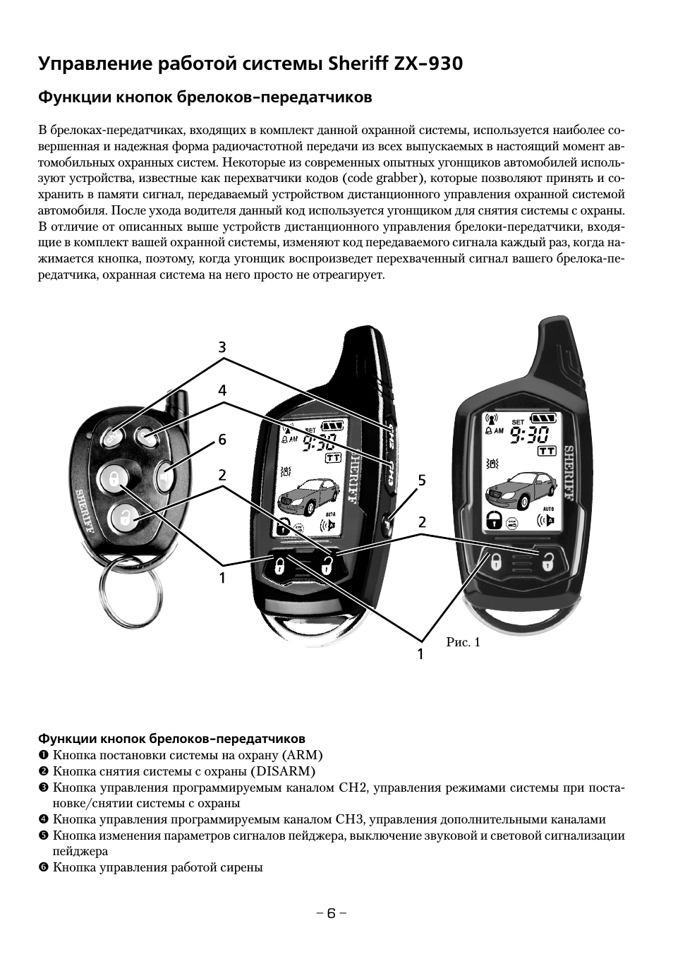 Управление работой системы sheriff zx 930