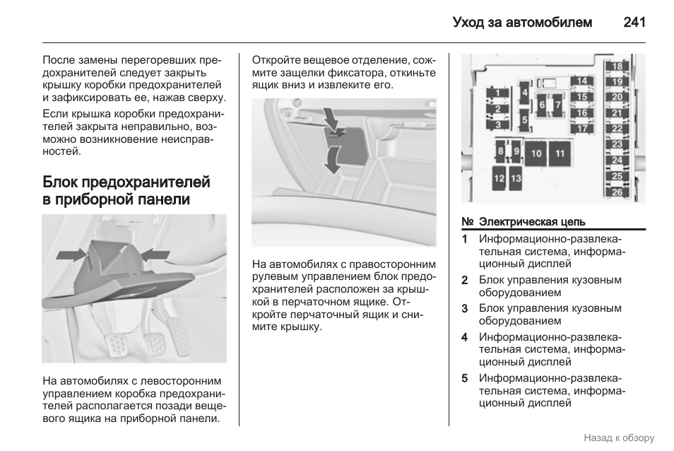 Горит предохранитель парктроников опель инсигния Opel Insignia: Инструкция и руководство, 240 уход за автомобилем