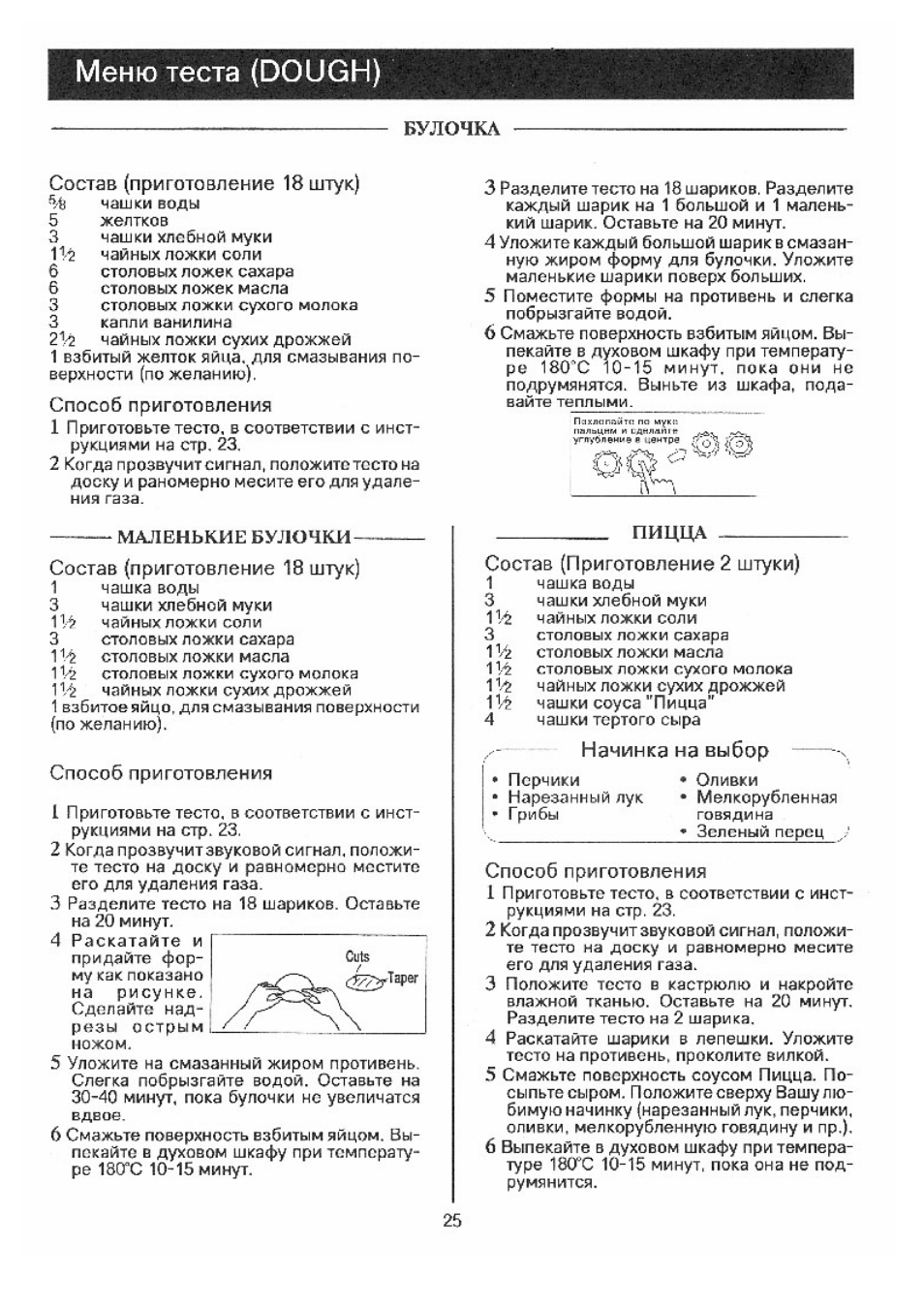 Состав (приготовление 18 штук), Способ приготовления, Начинка на выбор