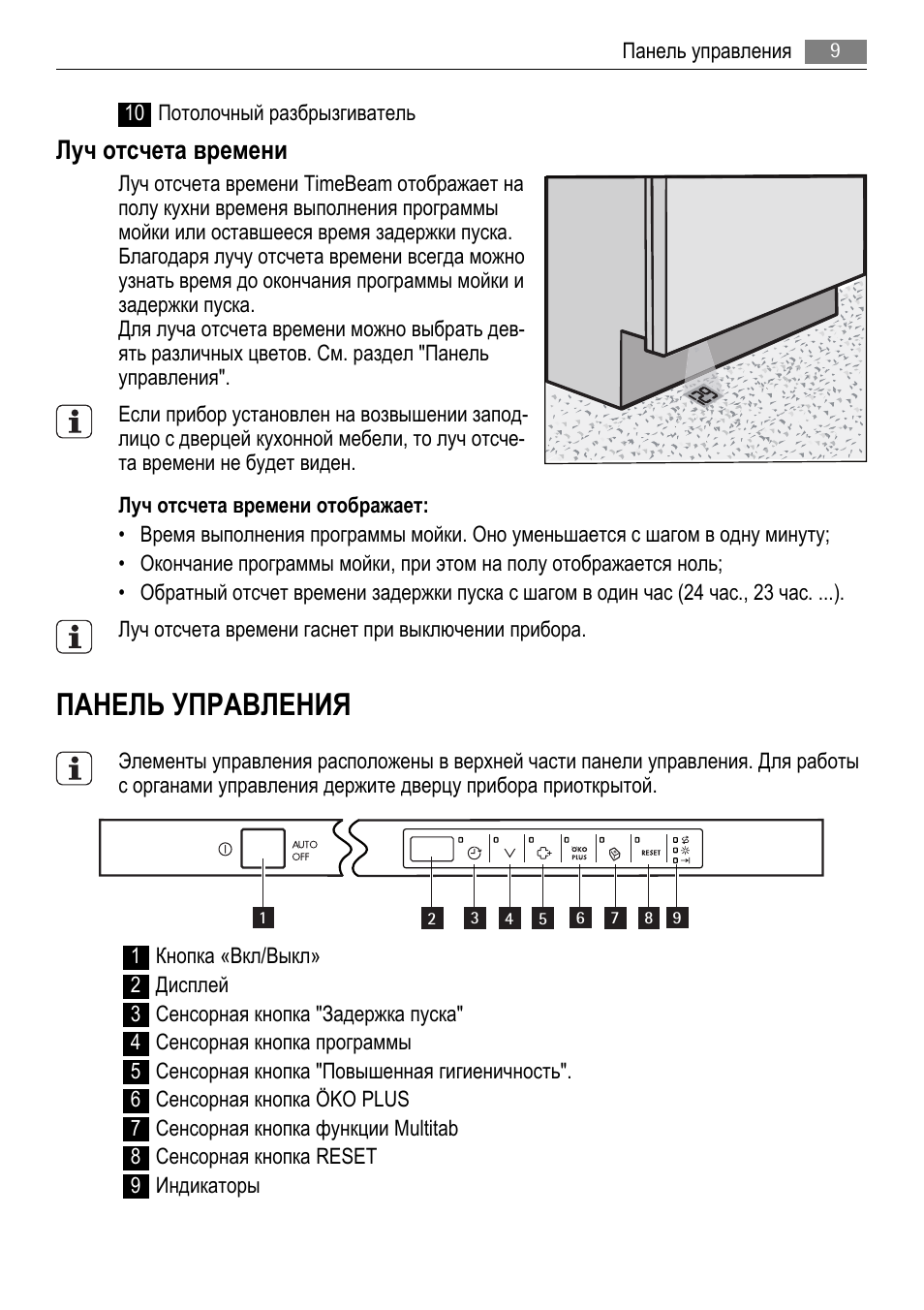 Панель управления, Луч отсчета времени