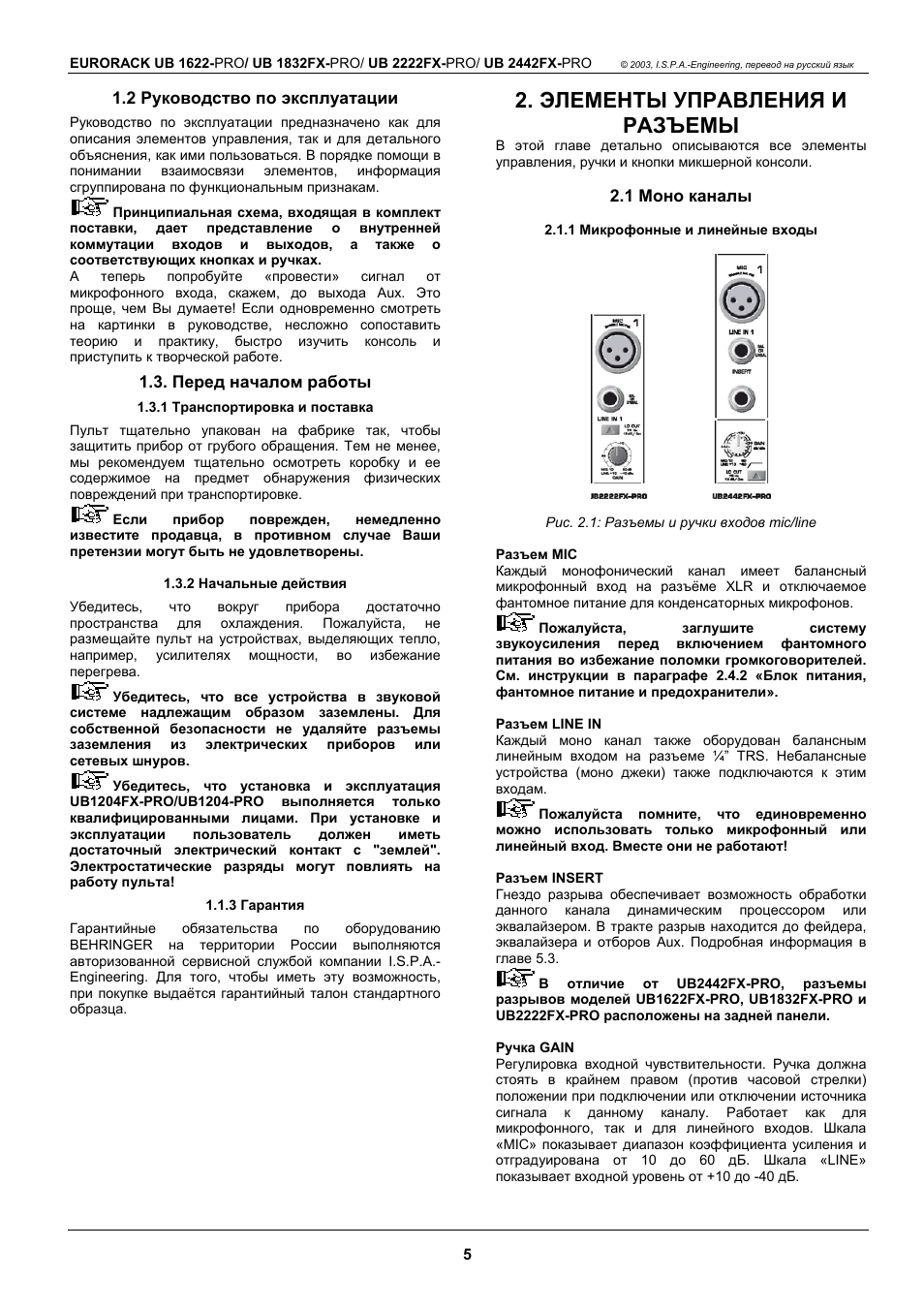 Элементы управления и разъемы