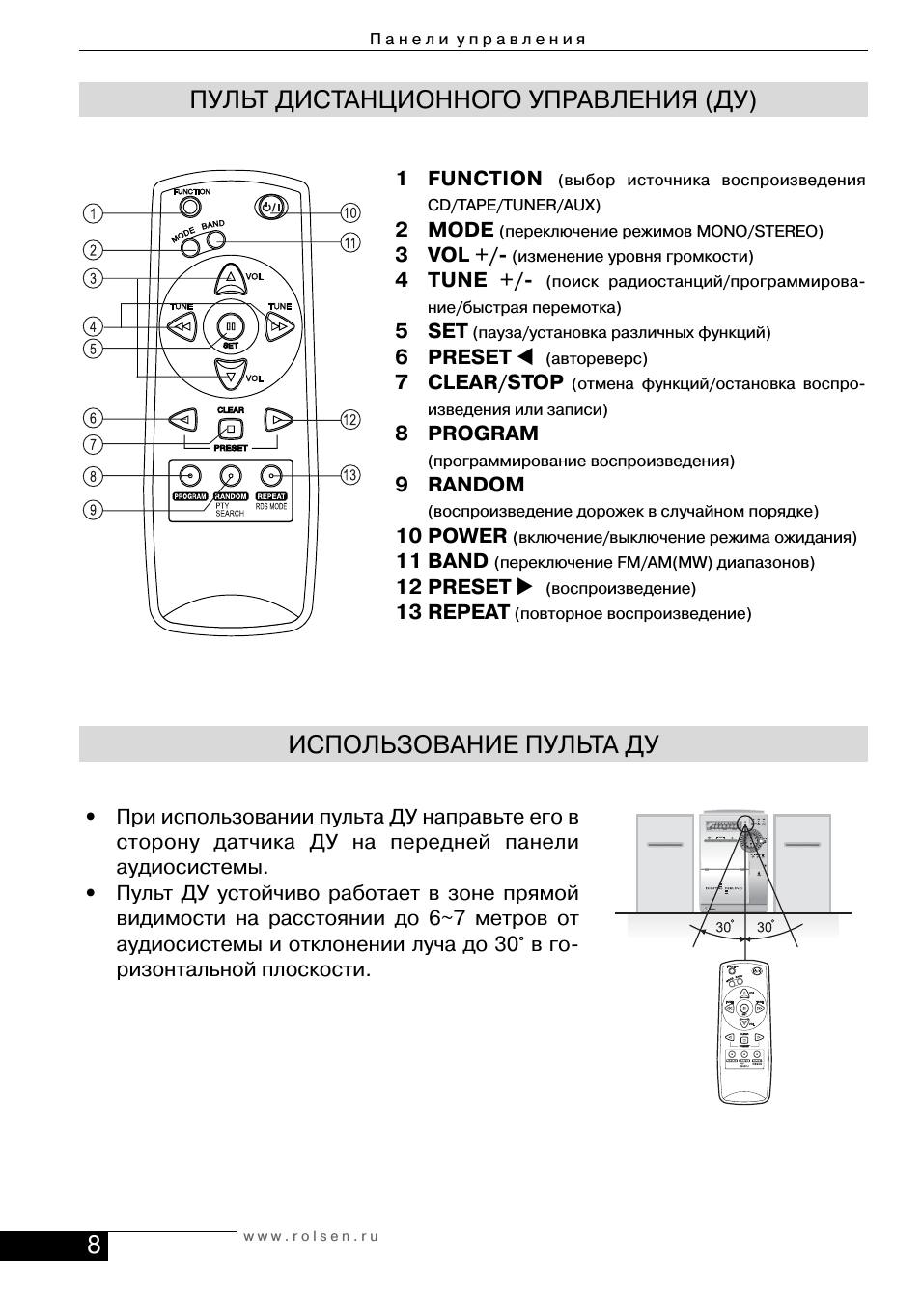 Пульт дистанционного управления (ду), Использование пульта ду