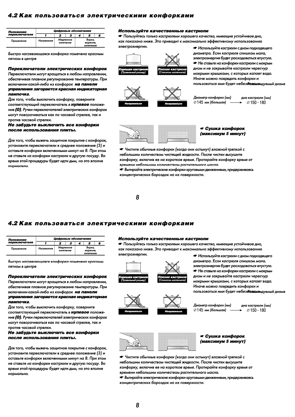 Переключатели электрических конфорок, 2 как пользоваться электрическими конфорками