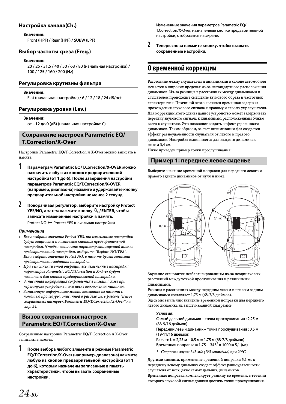 Настройка канала(ch.), Выбор частоты среза (freq.), Регулировка крутизны фильтра