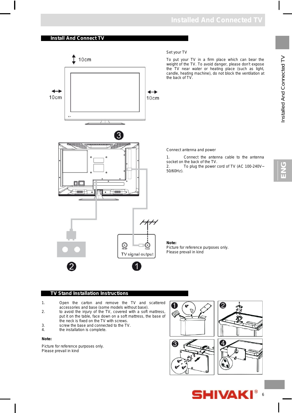 Installed and connected tv