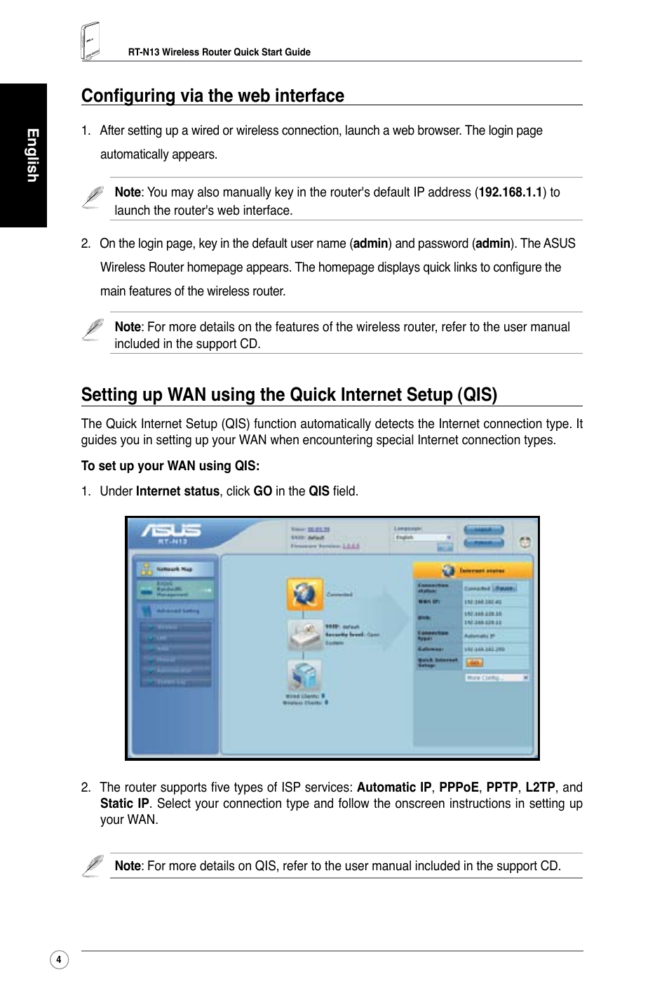 Configuring via the web interface