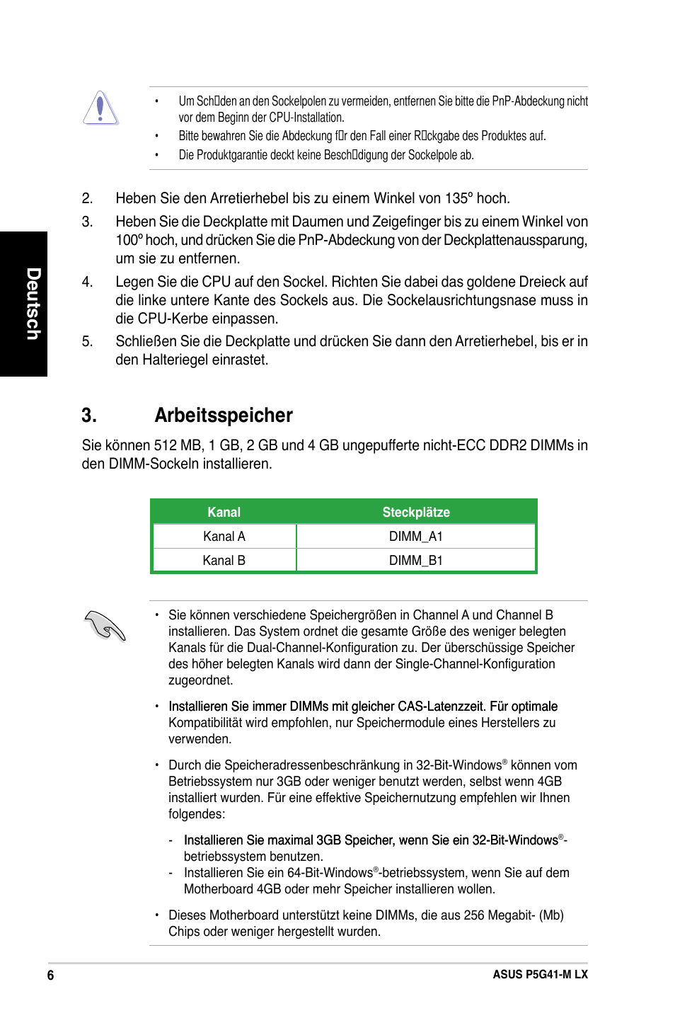 Arbeitsspeicher, Deutsch