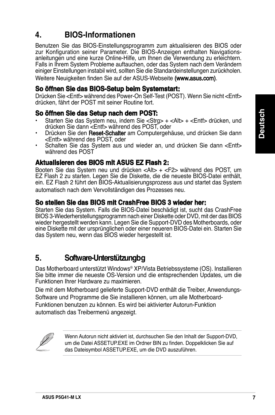 Bios-informationen, Software-unterstützungbg, Deutsch