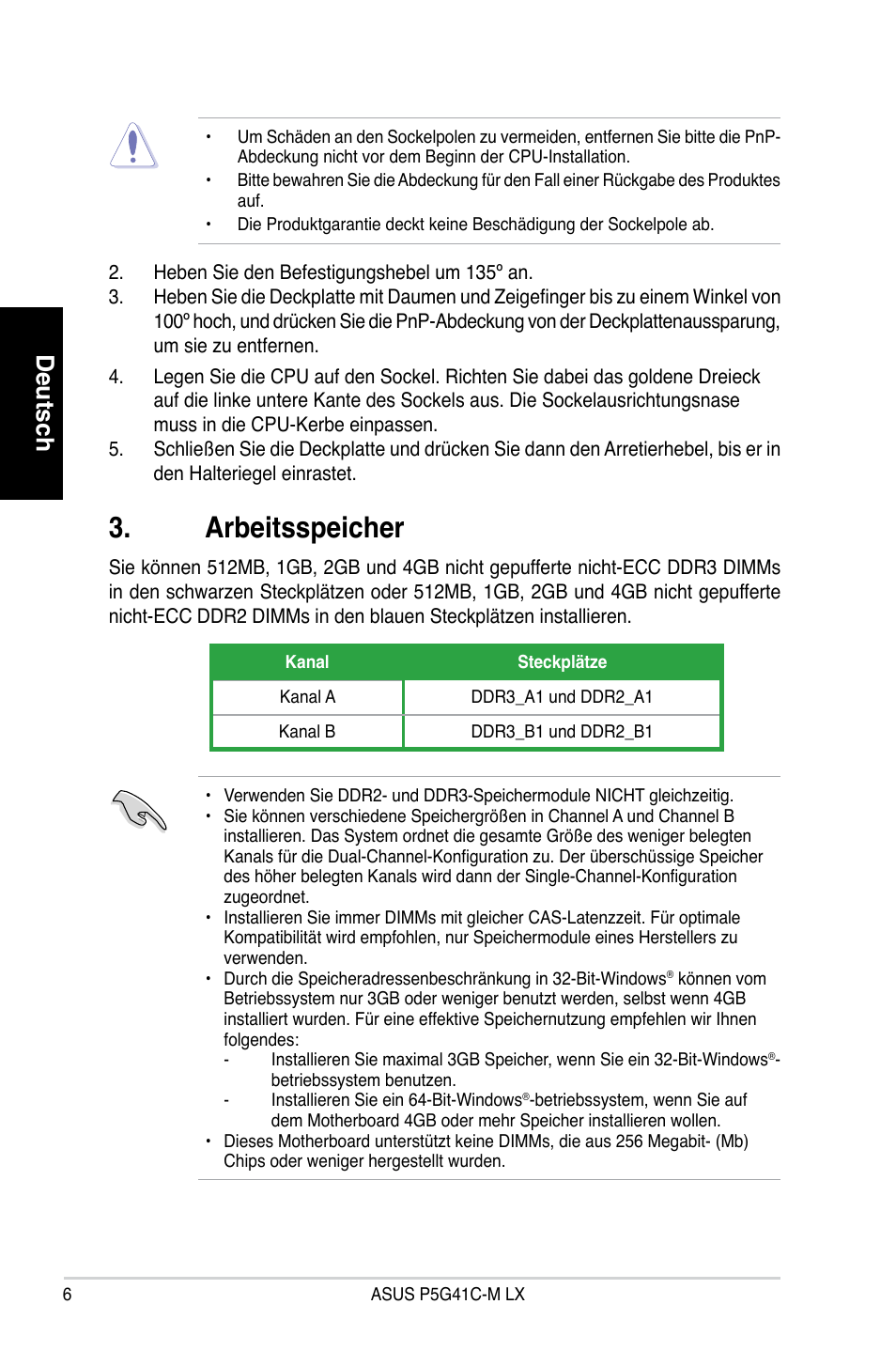 Arbeitsspeicher, Deutsch