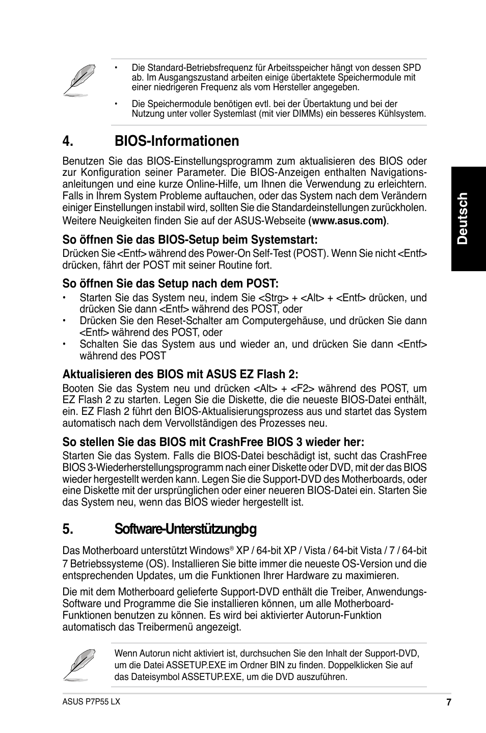 Bios-informationen, Software-unterstützungbg, Deutsch