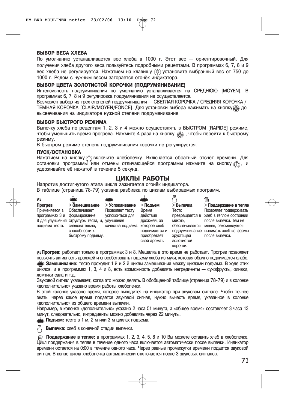 Циклы работы