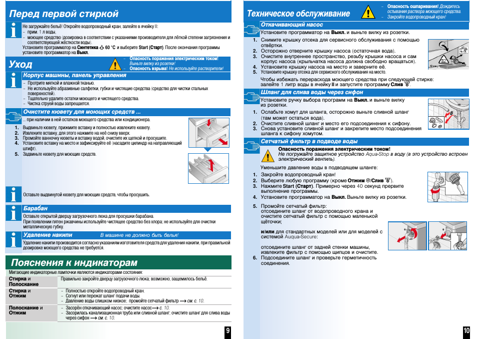 Корпус машины, панель управления, Очистите кювету для моющих средств, Барабан