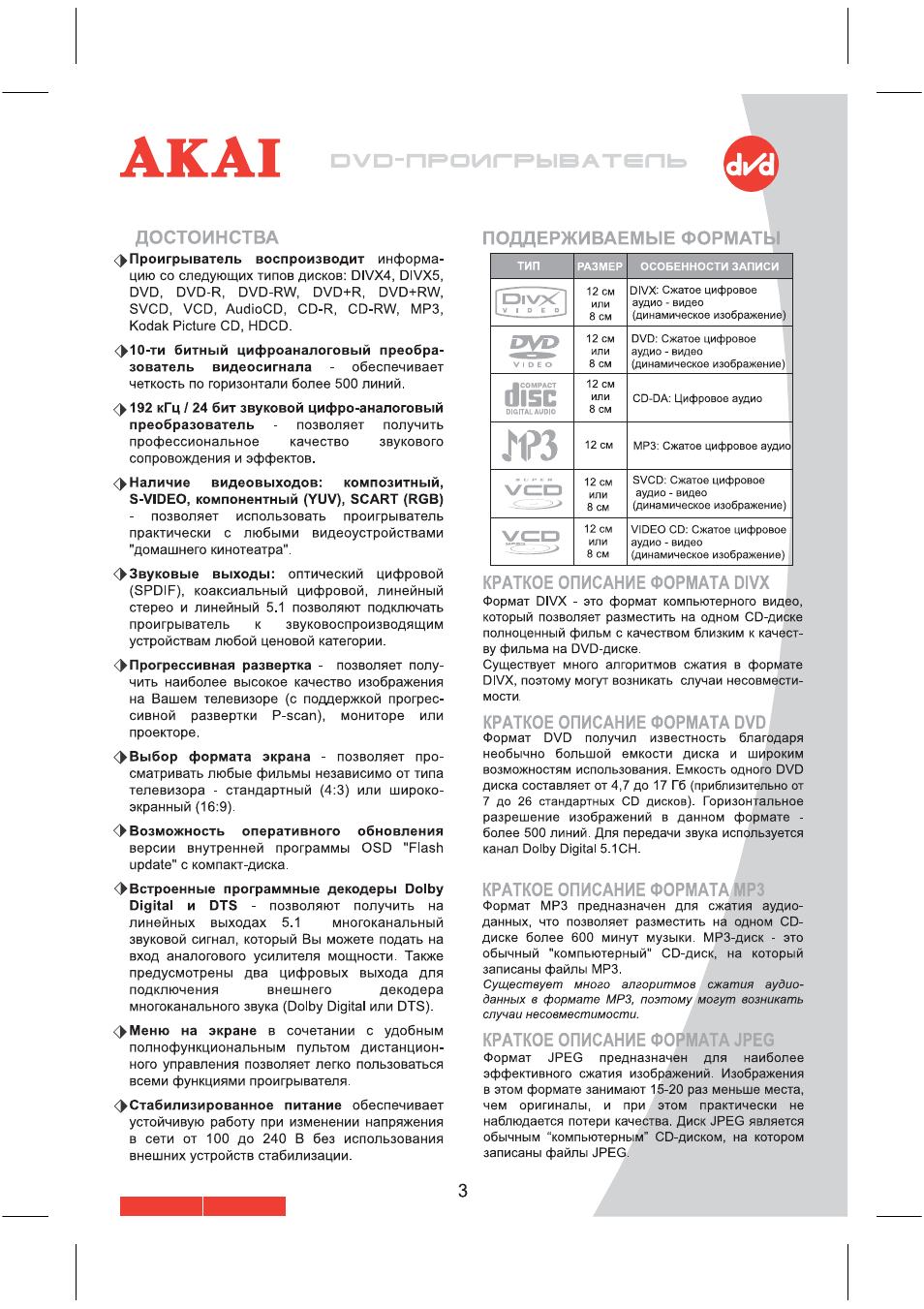 Достоинства, Поддерживаемые формат, Краткое описание формата divx