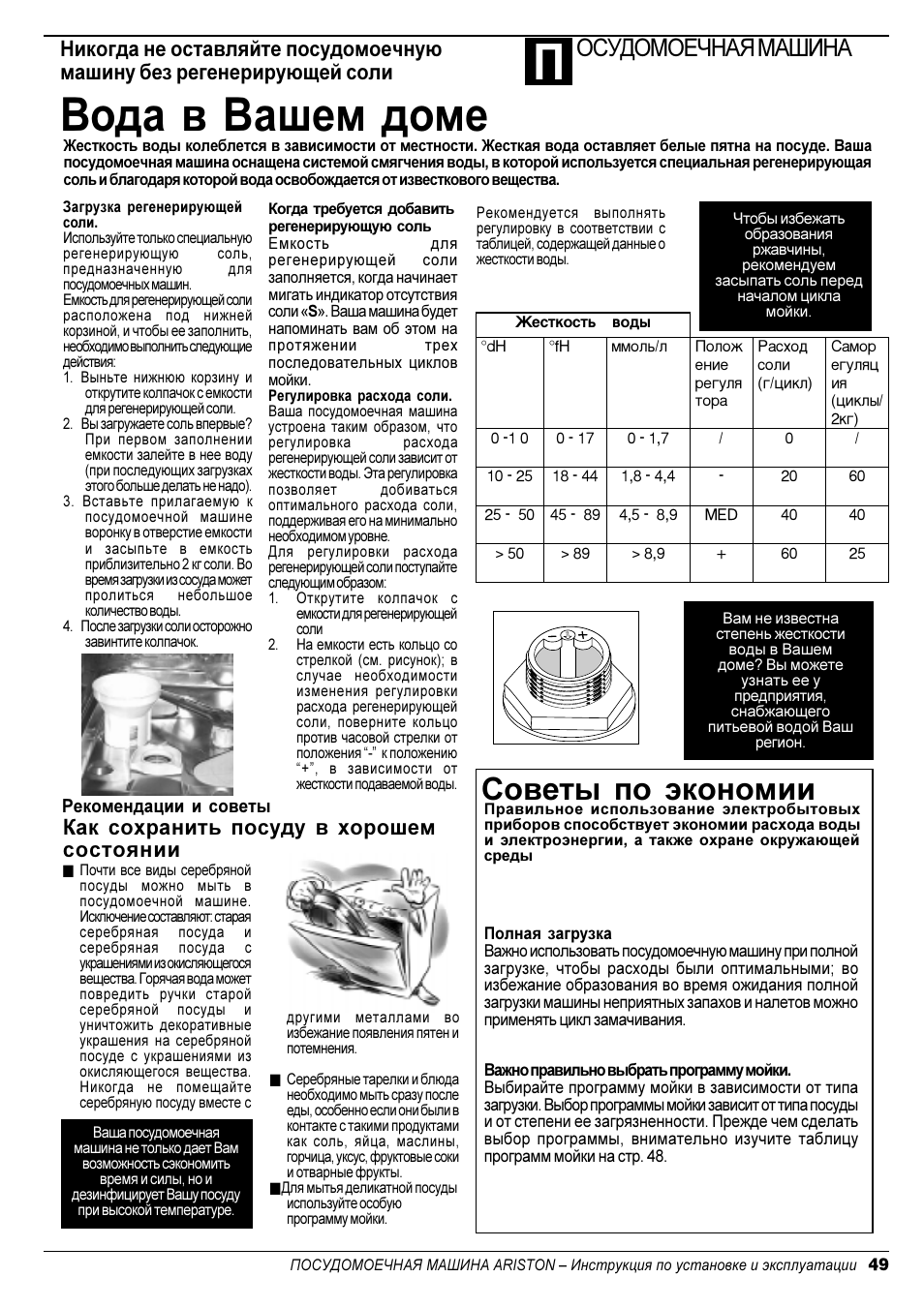 Вода в вашем доме, Советы по экономии, Осудомоечная машина