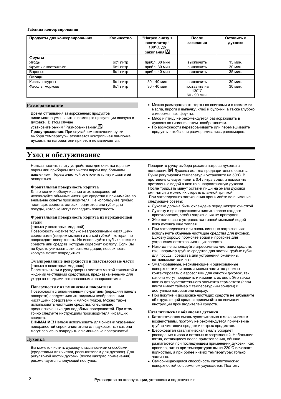 Уход и обслуживание