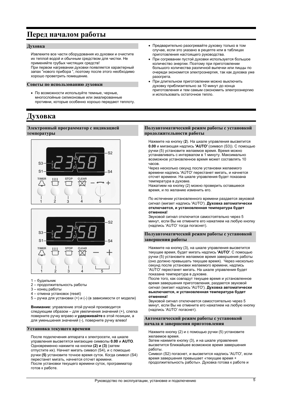 Перед началом работы, Духовка
