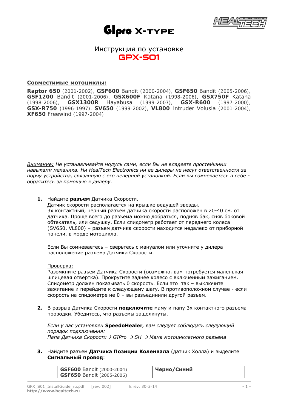 X-type, Gpx-s01, Инструкция по установке
