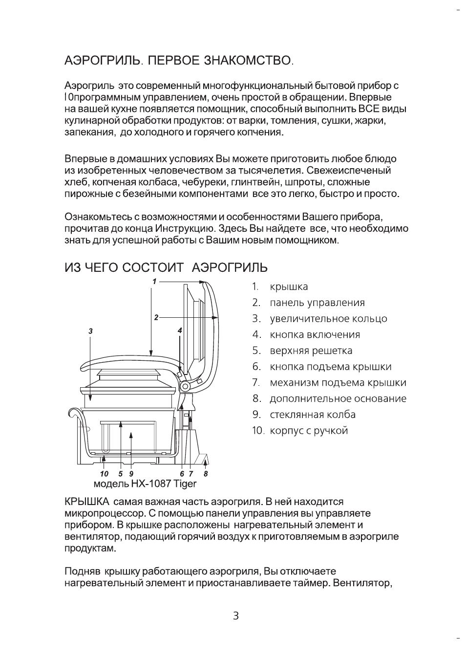 Аэрогриль. первое знакомство, Из чего состоит аэрогриль