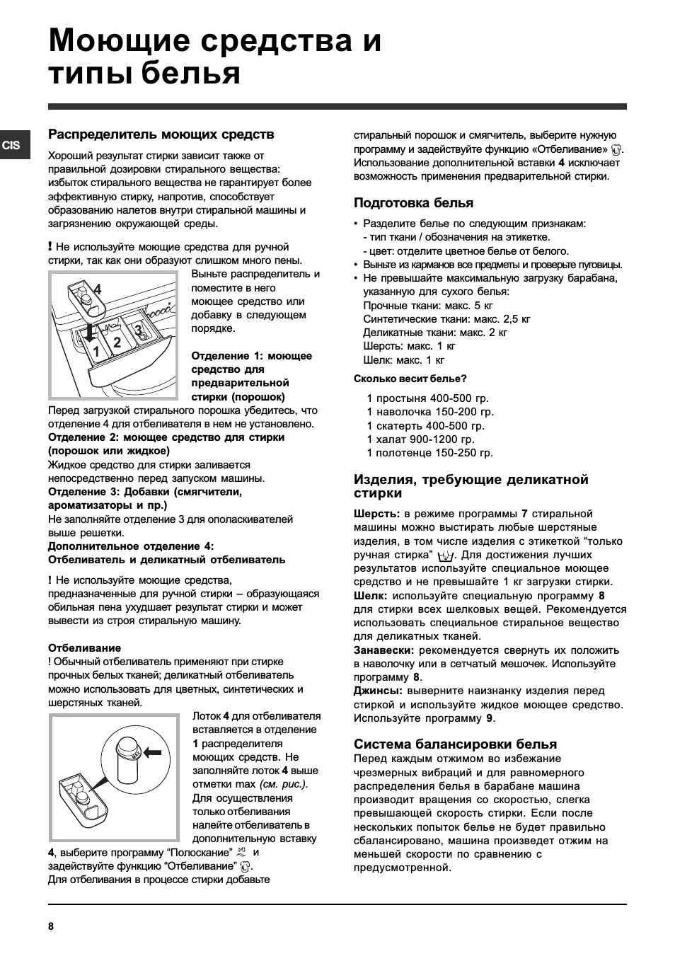 Моющие средства и типы белья