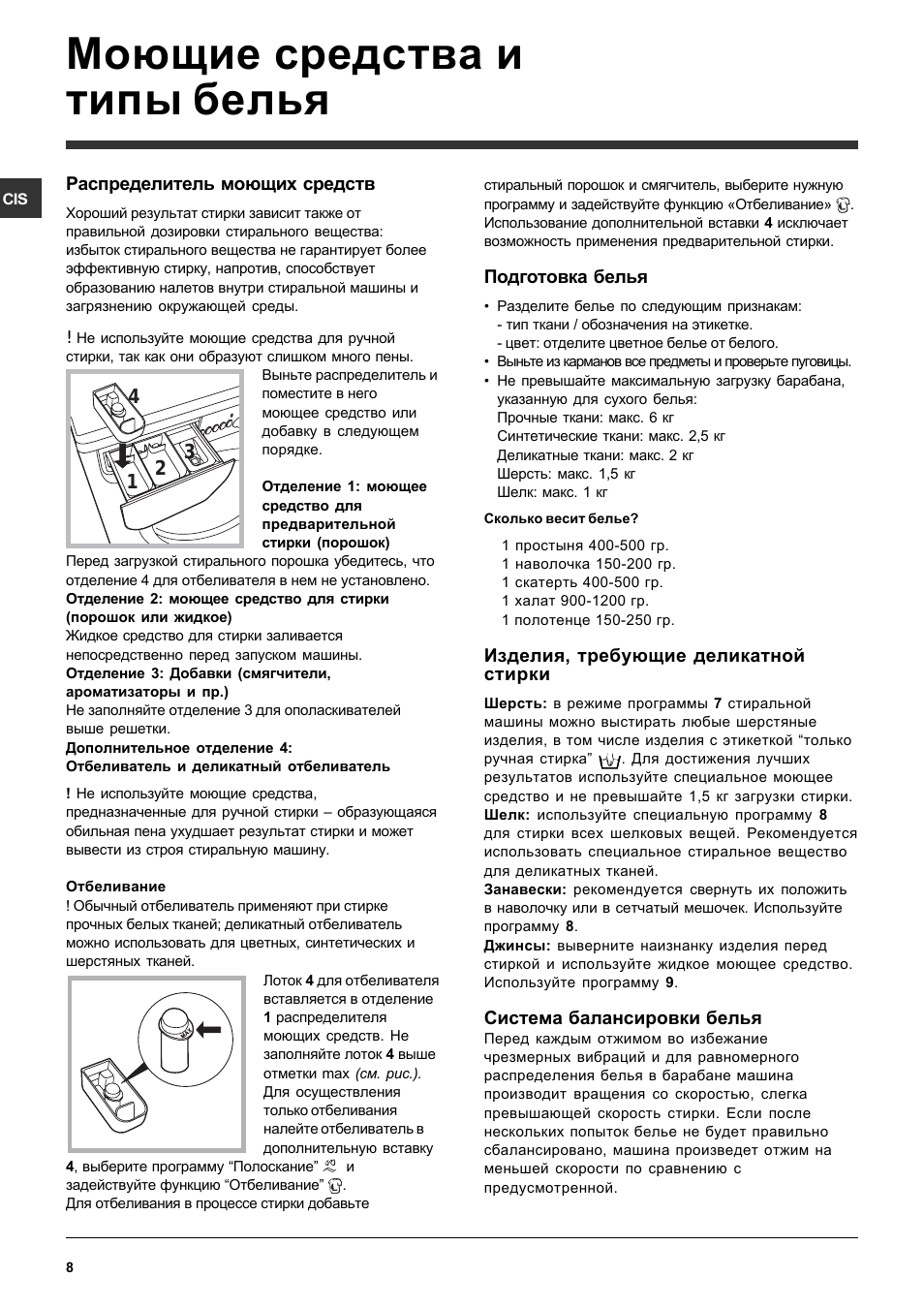 Моющие средства и типы белья