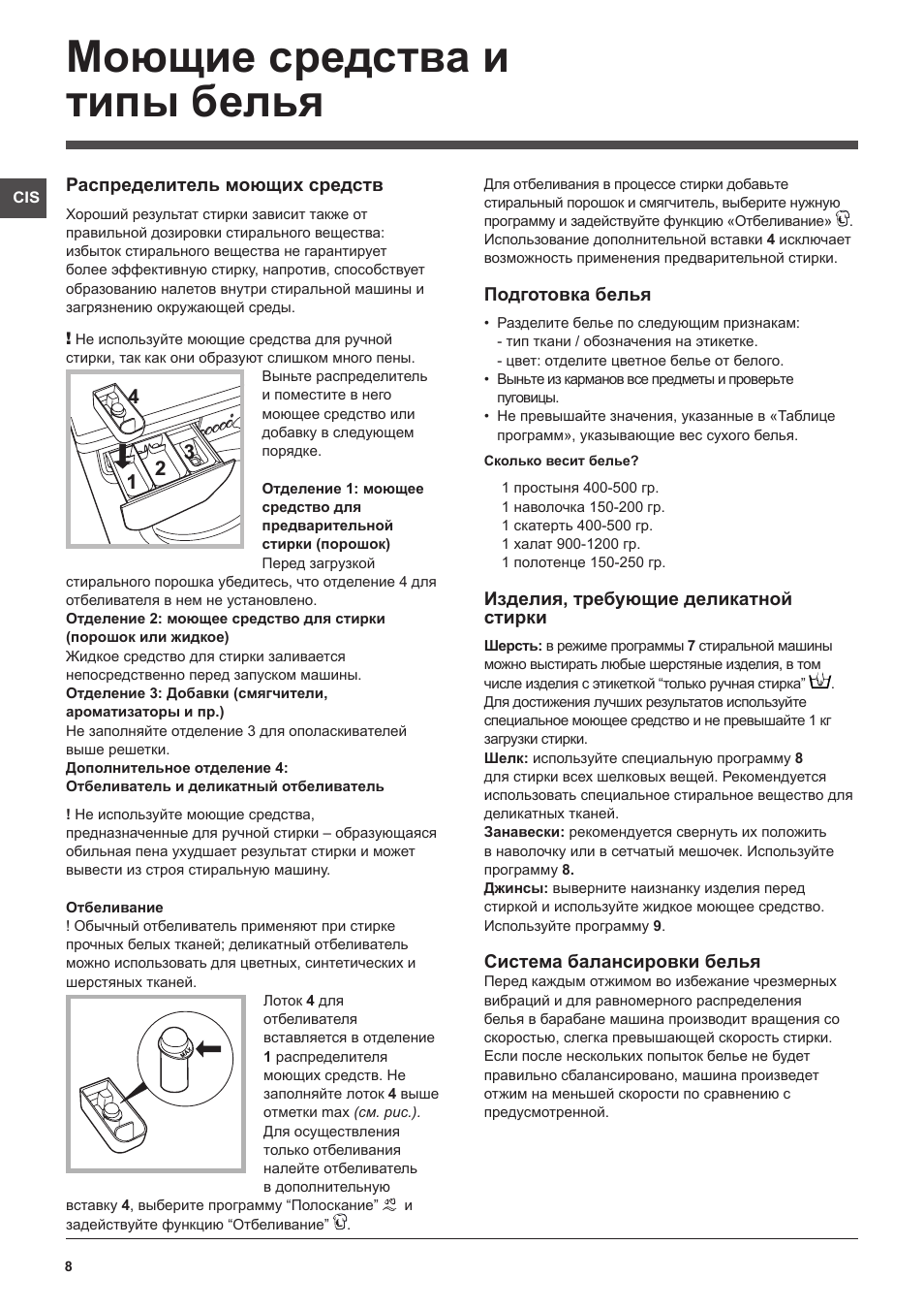 Моющие средства и типы белья