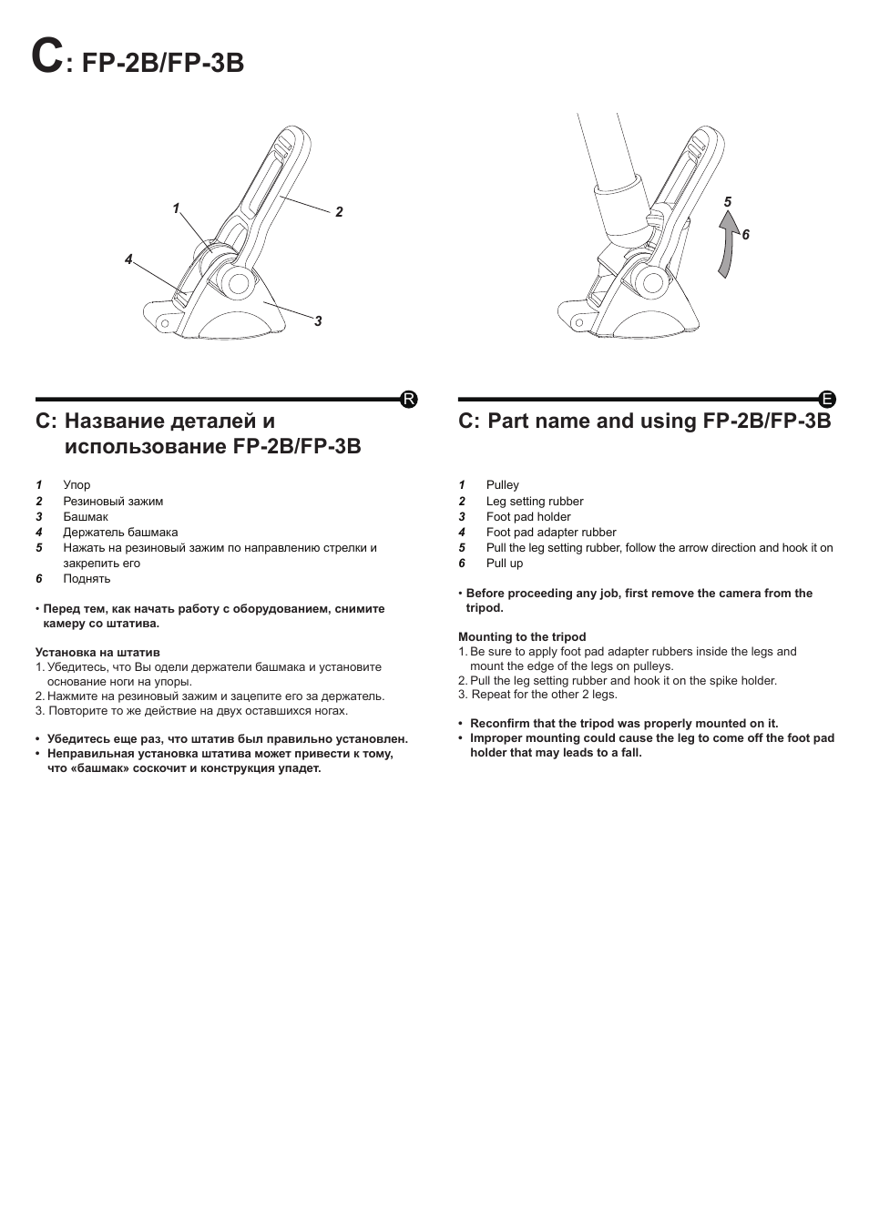 Fp-2b/fp-3b, С: название деталей и использование fp-2b/fp-3b, С: part name and using fp-2b/fp-3b