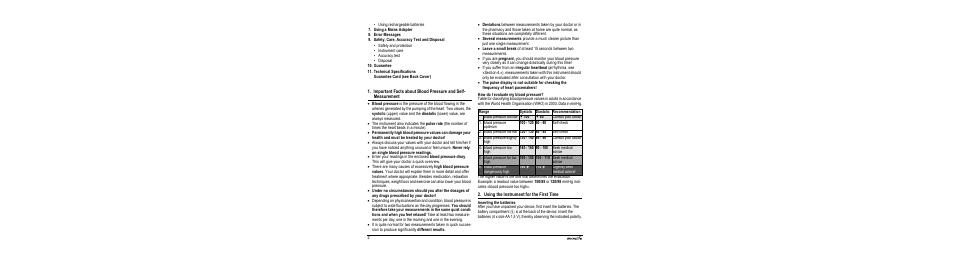 How do i evaluate my blood pressure, Using the instrument for the first time, Inserting the batteries