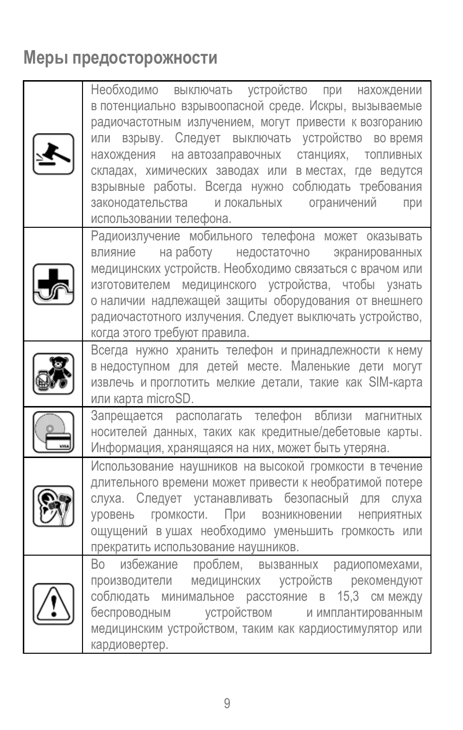 Меры предосторожности