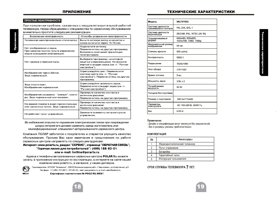 Приложение технические характеристики