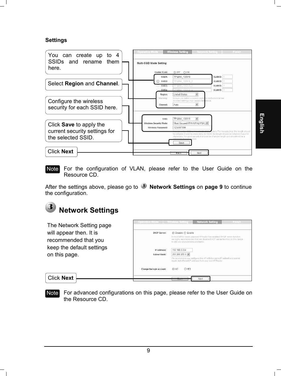 Network settings