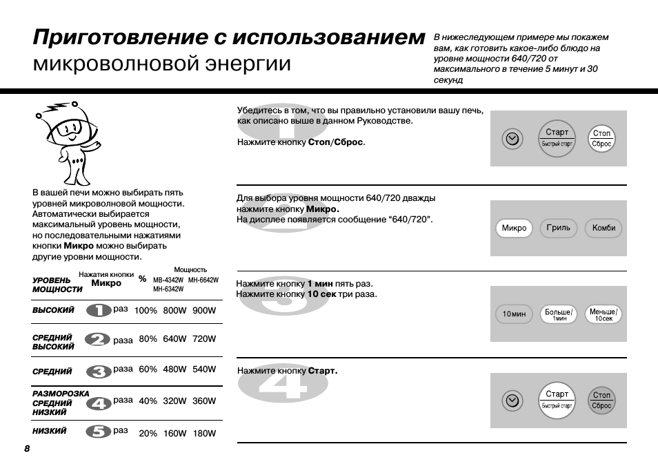  Приготовление с использованиеммикроволновой энергии В вашей...