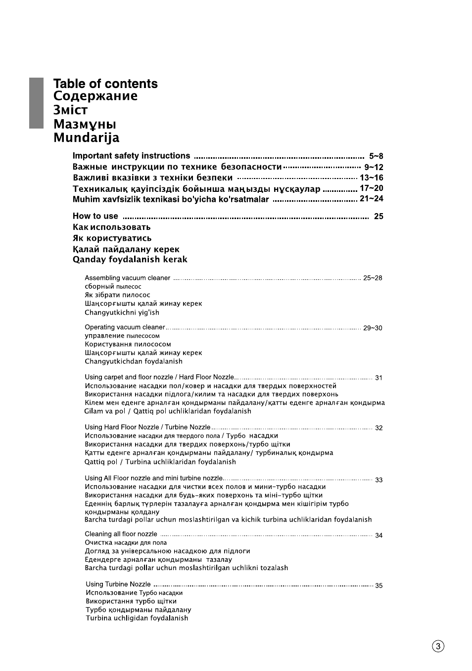 I Table of contents Содержание ...