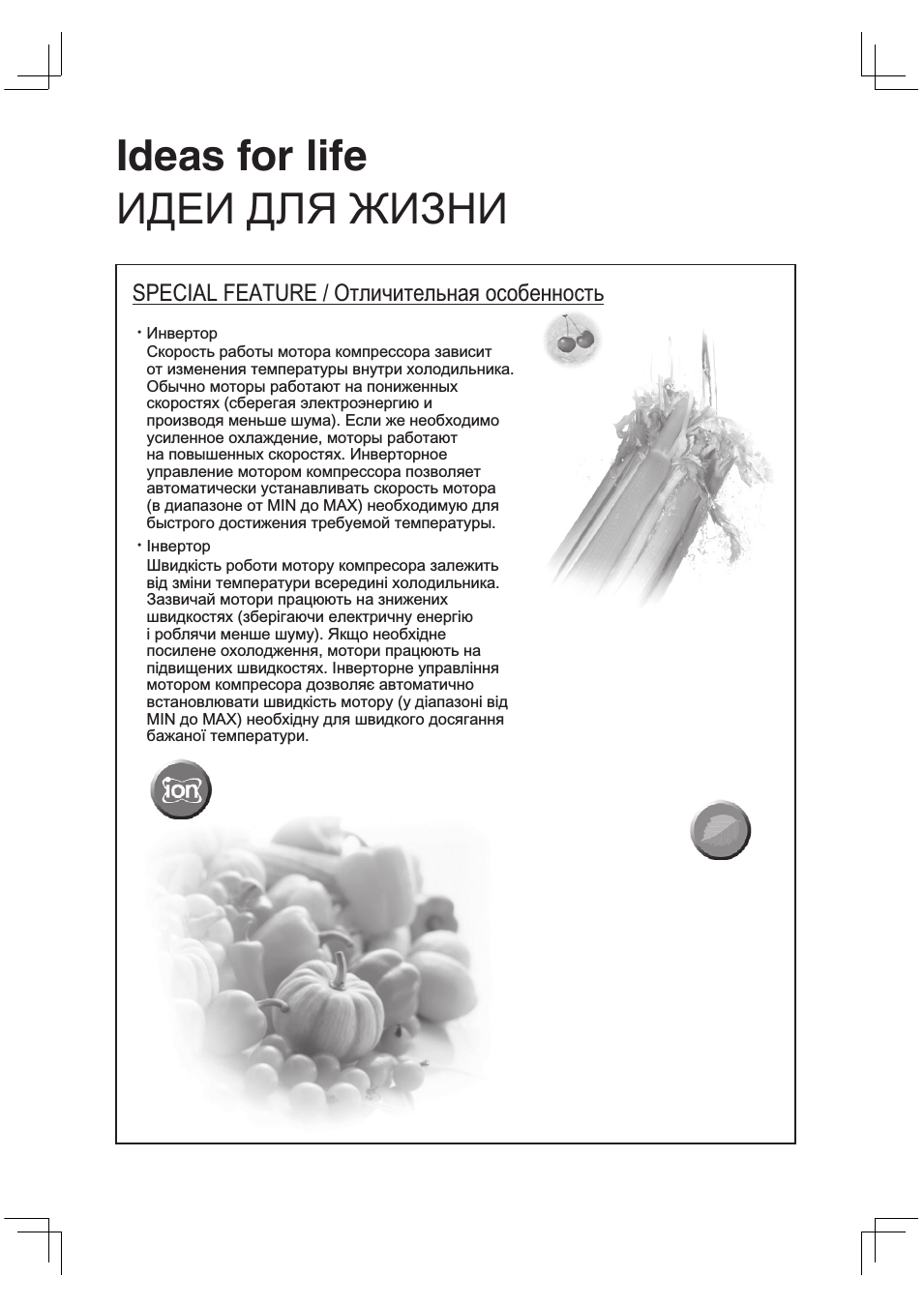 Ideas for life идеи для жизни, Special feature i отличительная особенность