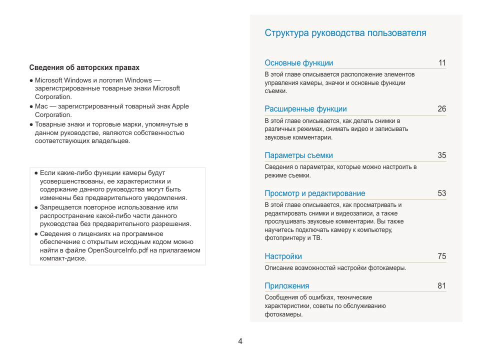 Структура руководства пользователя