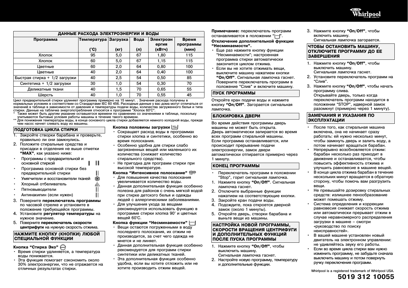  Whirlpool is a registered trademark of Whirlpool USA. Цикл ...