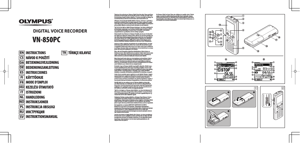 Vn-850pc, Digital voice recorder, Instruktionsmanual türkçe kilavuz