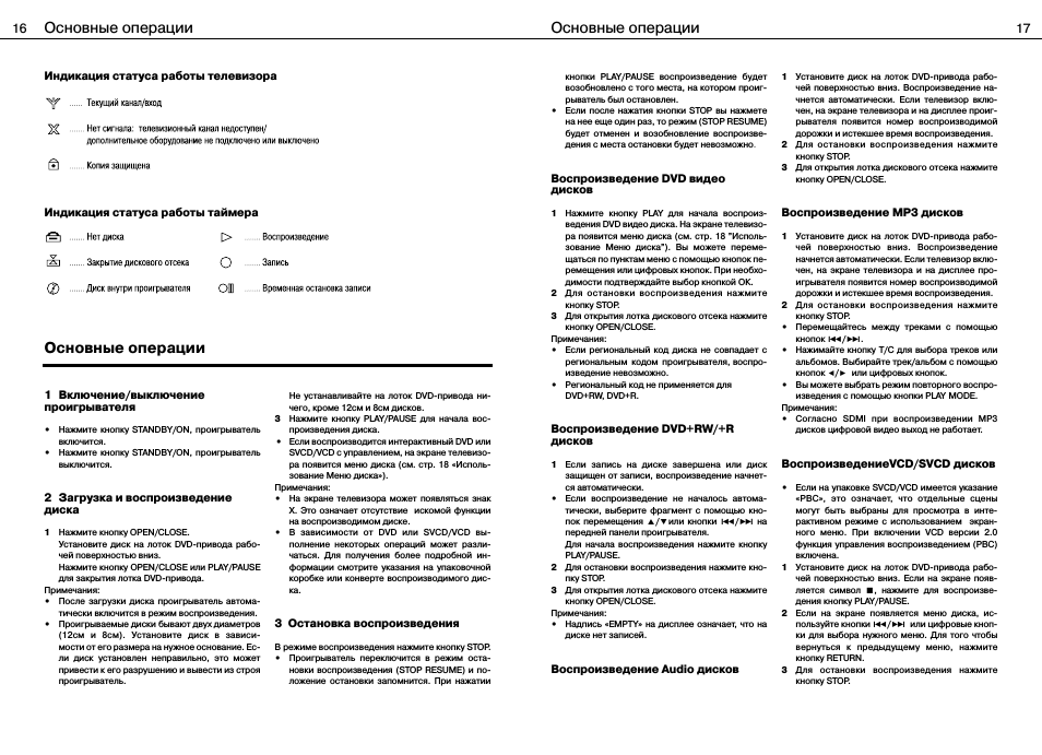 Основные операции
