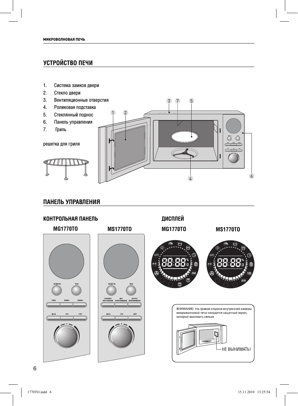 Устройство печи панель управления