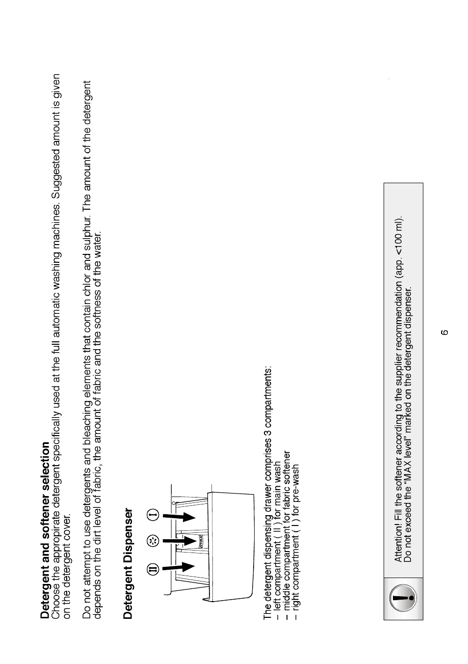Detergent and softener selection, Detergent dispenser