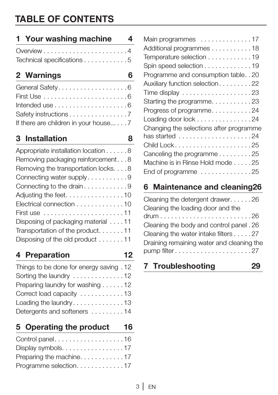  EN TABLE OF CONTENTS ...