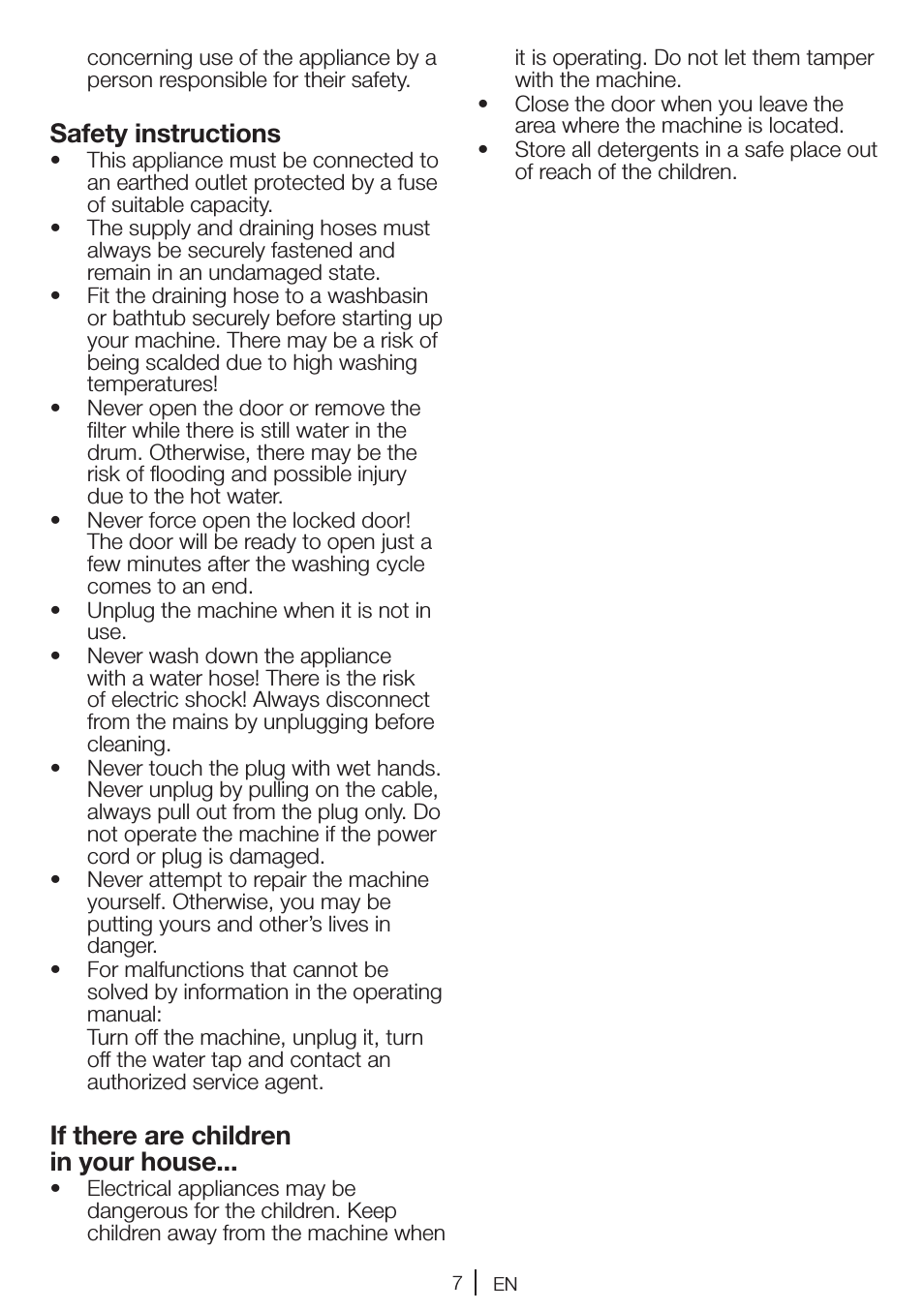 Safety instructions, If there are children in your house