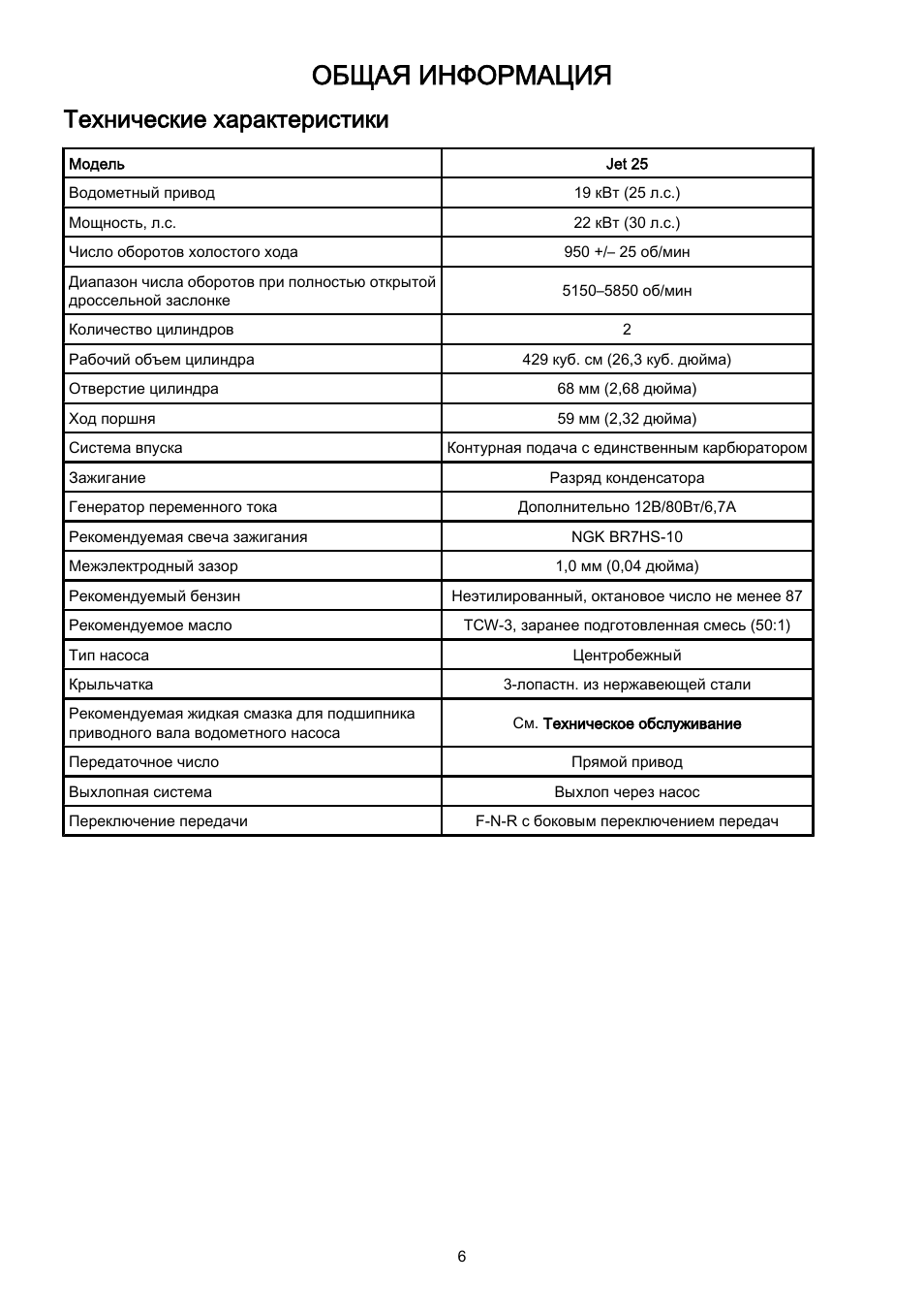 Технические характеристики, Общая информация